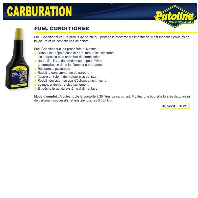 Additif essence fuel conditioner 325ML PUTOLINE