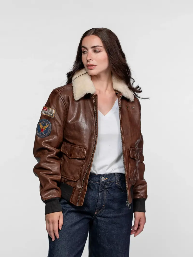 Air pilot - Blouson aviateur cuir femme