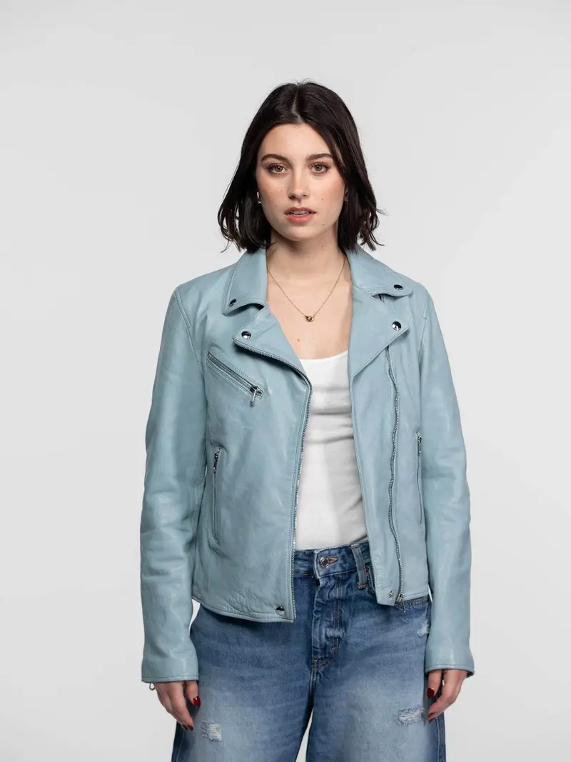 Anthea - Blouson biker cuir femme