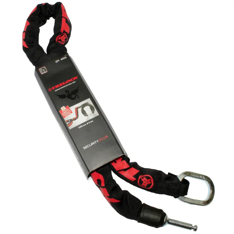 Antivol Vélo Chaîne A Boucle Pour Fer A Cheval Plug Trelock Zr455 Noir Câble 1M Diam 8 mm (Profondeur Plug Fixation 50 mm Et Diam 9.6 mm)