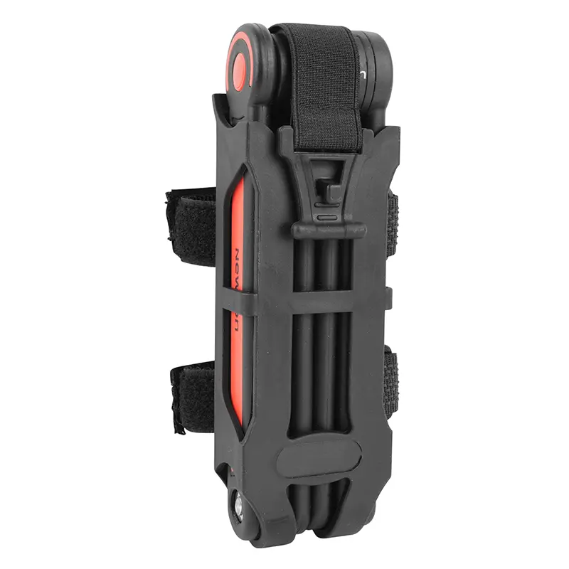 Antivol Vélo Pliable-Pliant A Clé Newton Diam 5 mm Long 85 cm Noir-Rouge Type Couteau (Inclus Suupport Fixation, 2 Clés) -Niveau Sécurité 6-