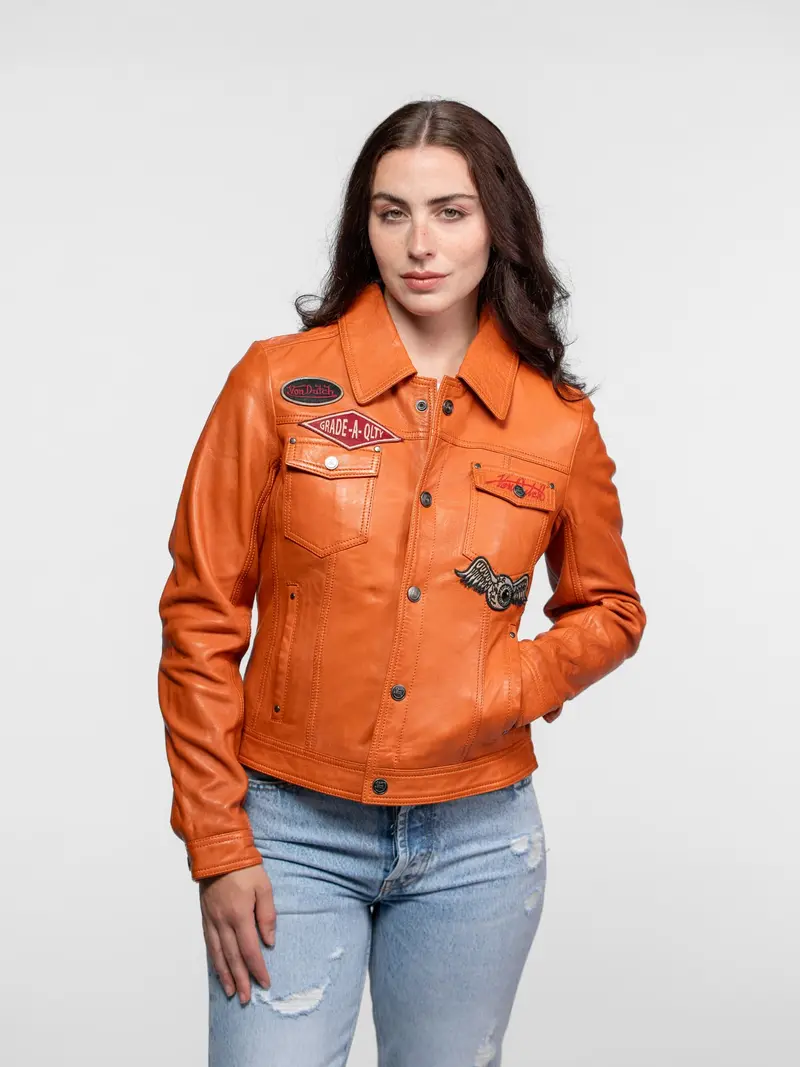 Asya - Veste cuir vintage femme