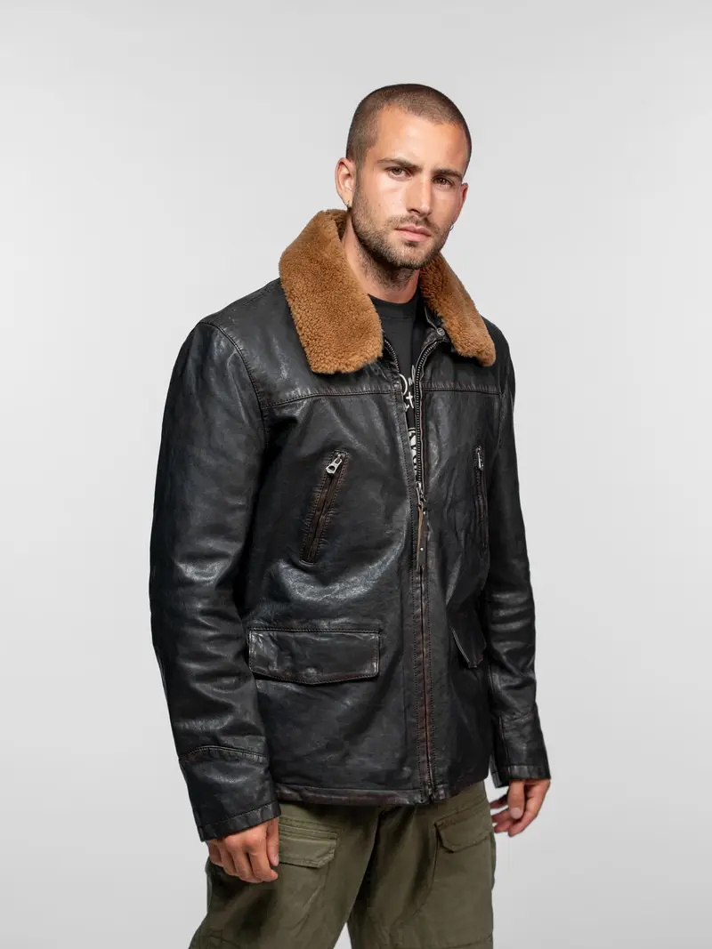 Bader - Veste cuir vintage homme