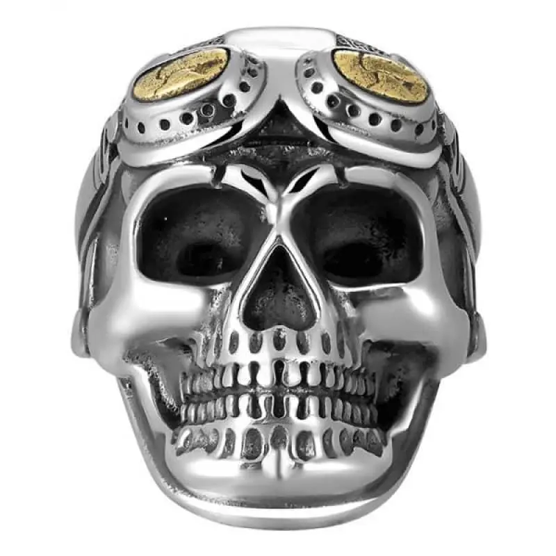 Bague biker - Aviator Skull