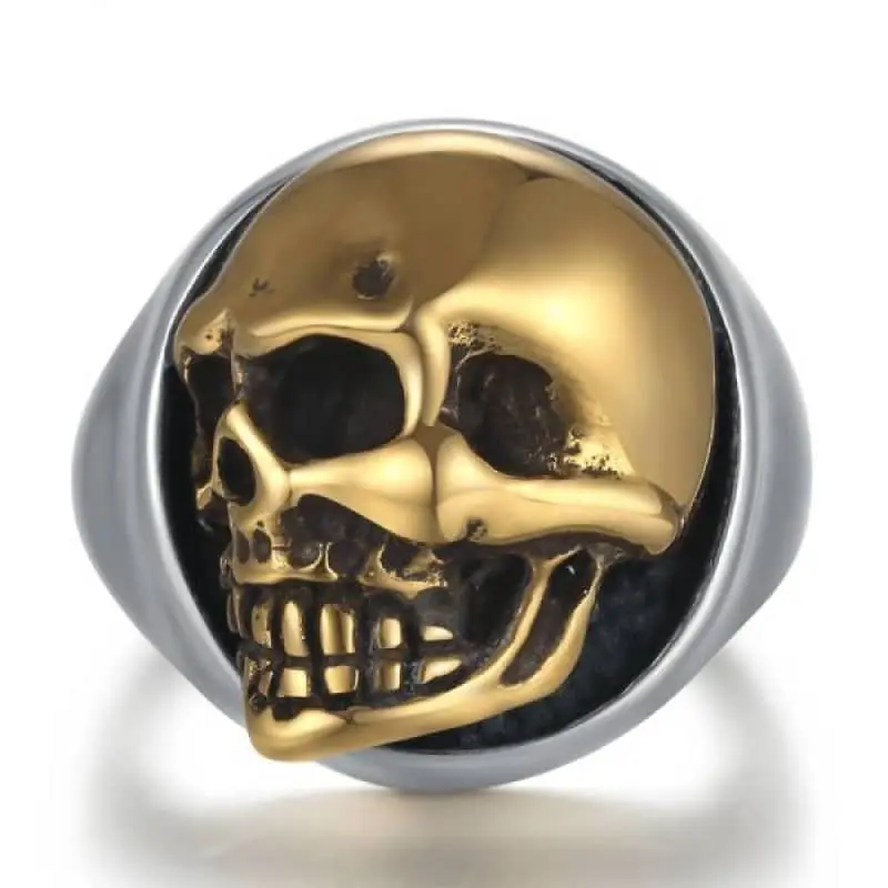 Bague biker - Golden skull
