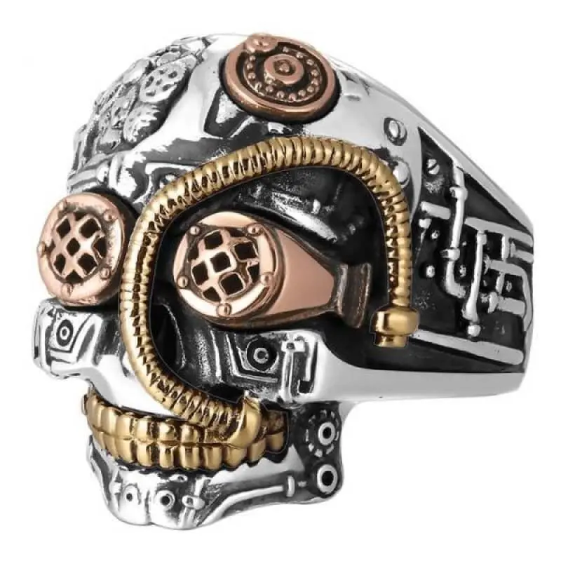 Bague biker - Mecha Skull