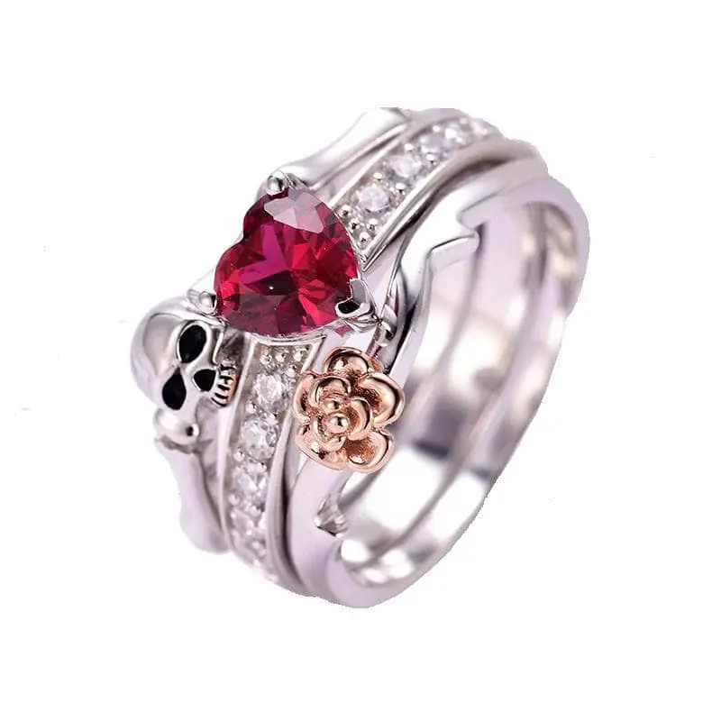 Bague biker - Tête de mort gothique