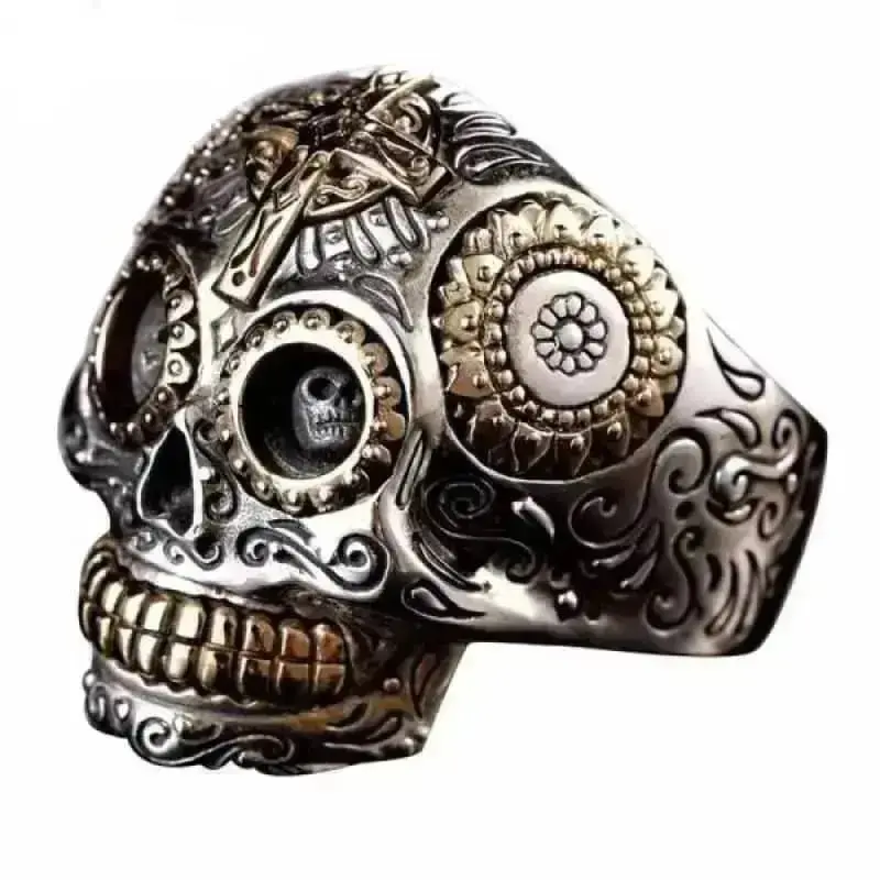 Bague motard - Crâne mexicain