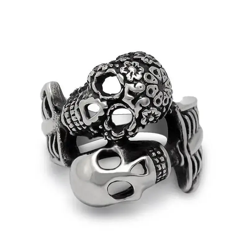 Bague motard duo de squelettes