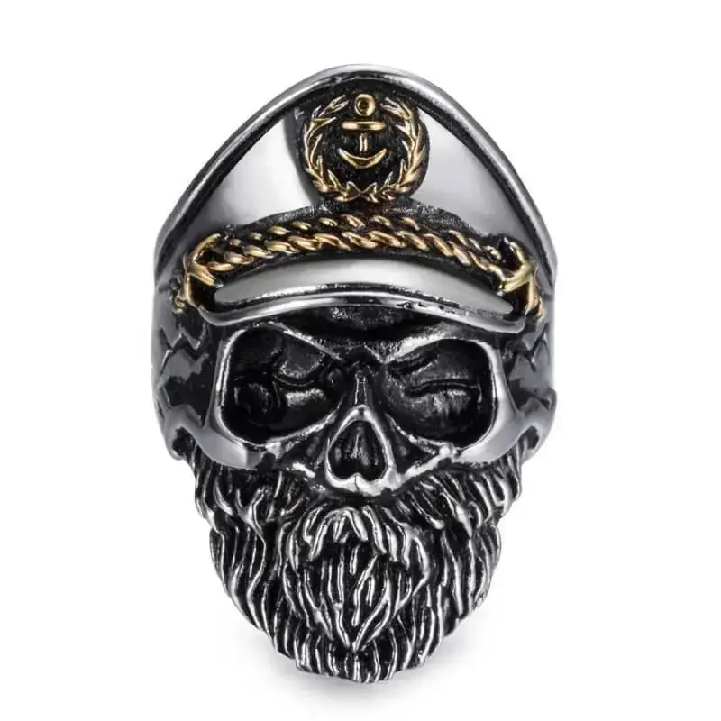 Bague motard en acier - Sombre capitaine