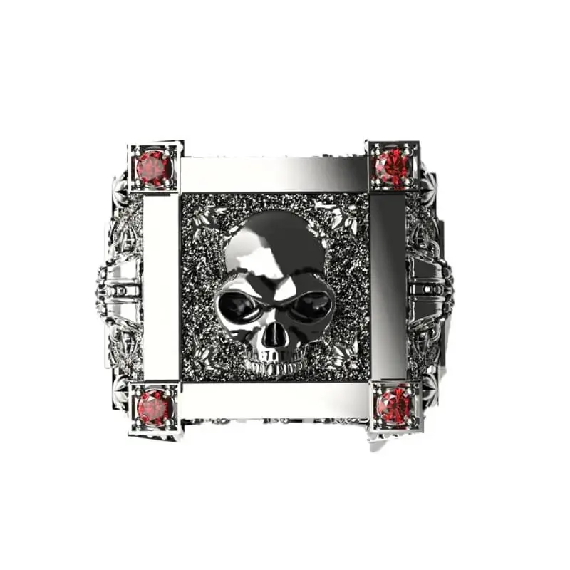 Bague motard tête de mort scellée