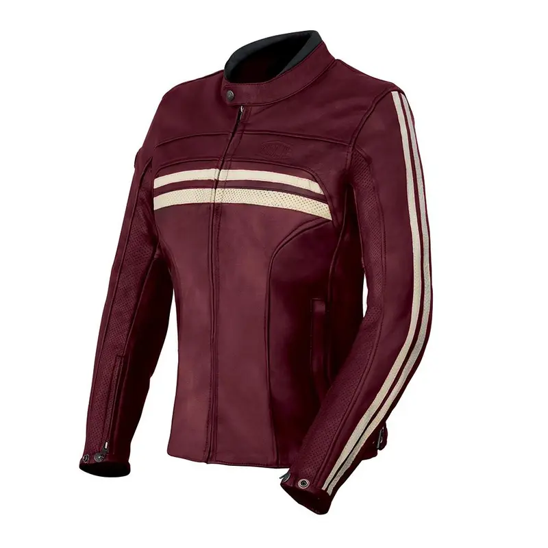 Blouson de moto en cuir femme - Enfield bordeaux