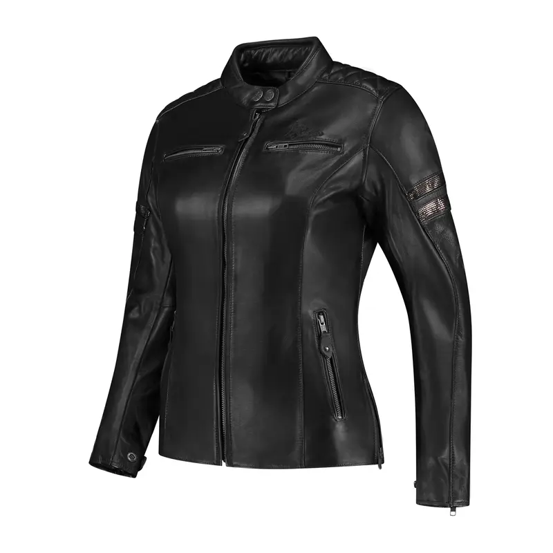Blouson de moto femme AA - Jack Joyce V2 noir brillant