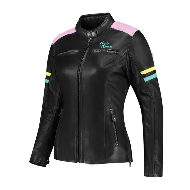 Blouson de moto femme AA - Jack Joyce V2 noir et pastel