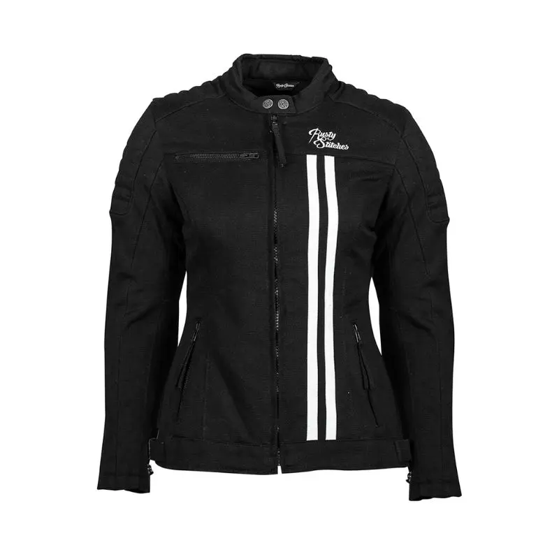 Blouson de moto femme - Jack Lauren V2 noir et blanc