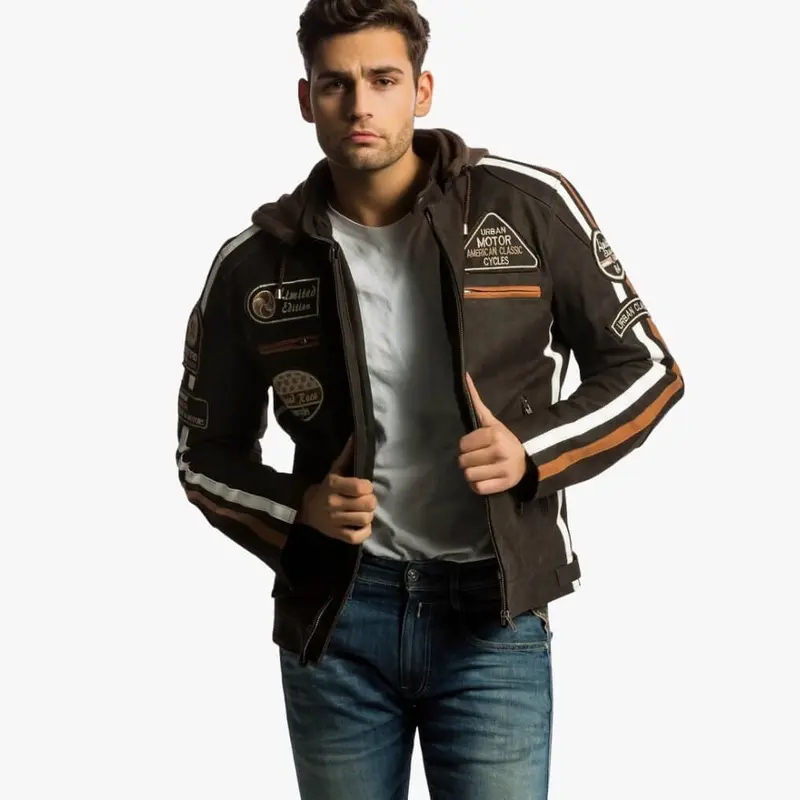 Blouson moto Cuir Vintage Homme