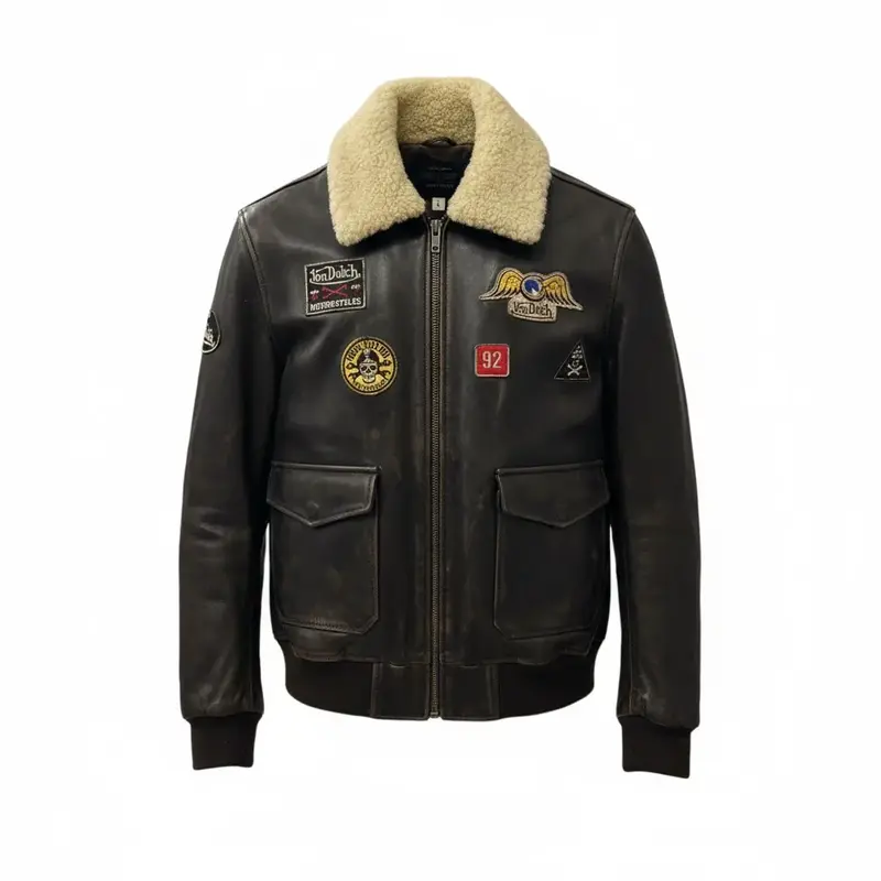 Blouson Von Dutch Pilote – Cuir Vieilli Marron