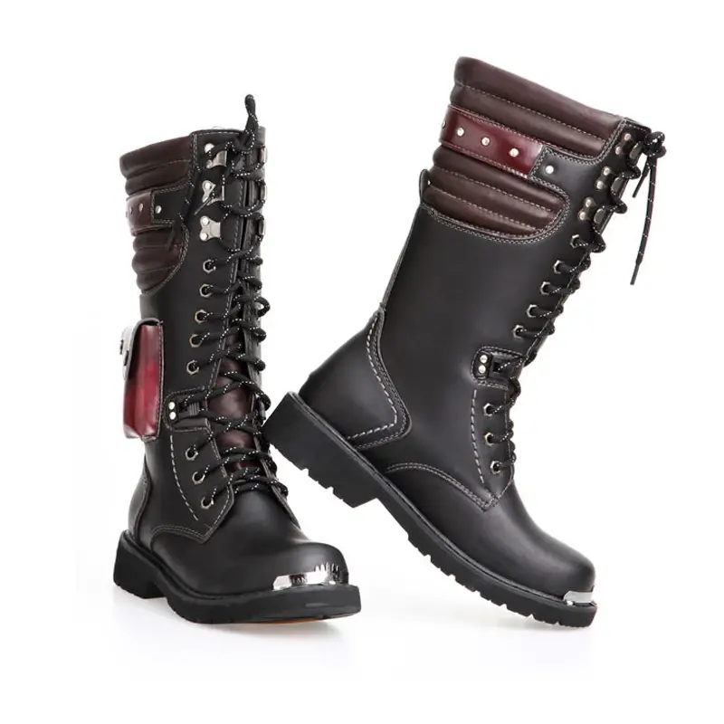 Bottes biker - Noir et rouge