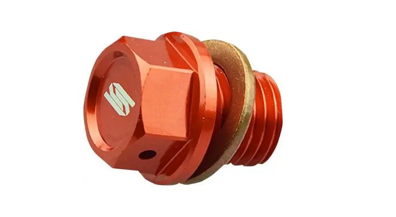 Bouchon de Vidange d’Huile Magnétique SCAR KTM Husqvarna GasGas – Orange Bleu Rouge Moteur Cross Enduro