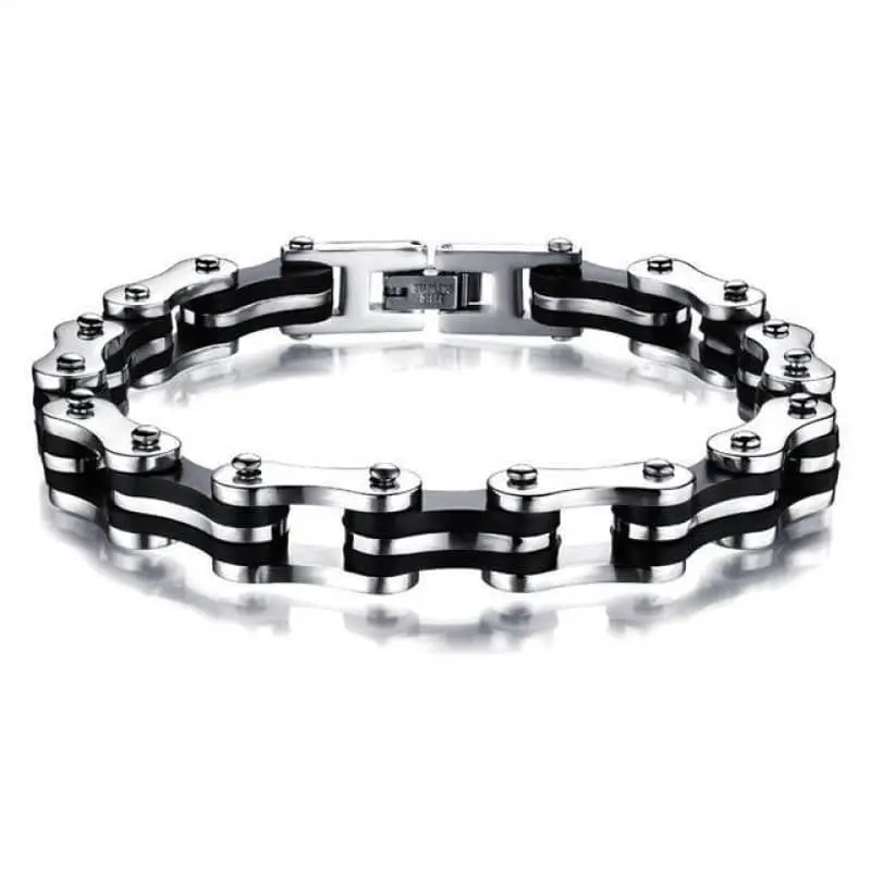 Bracelet biker chaine de moto noir