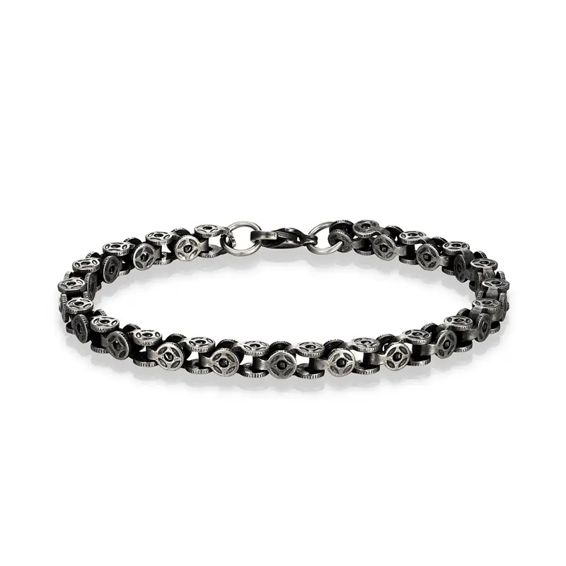 Bracelet biker en acier - Chaine fine