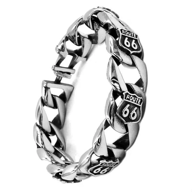 Bracelet biker en acier - Route 66