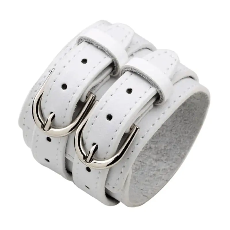 Bracelet biker en cuir blanc