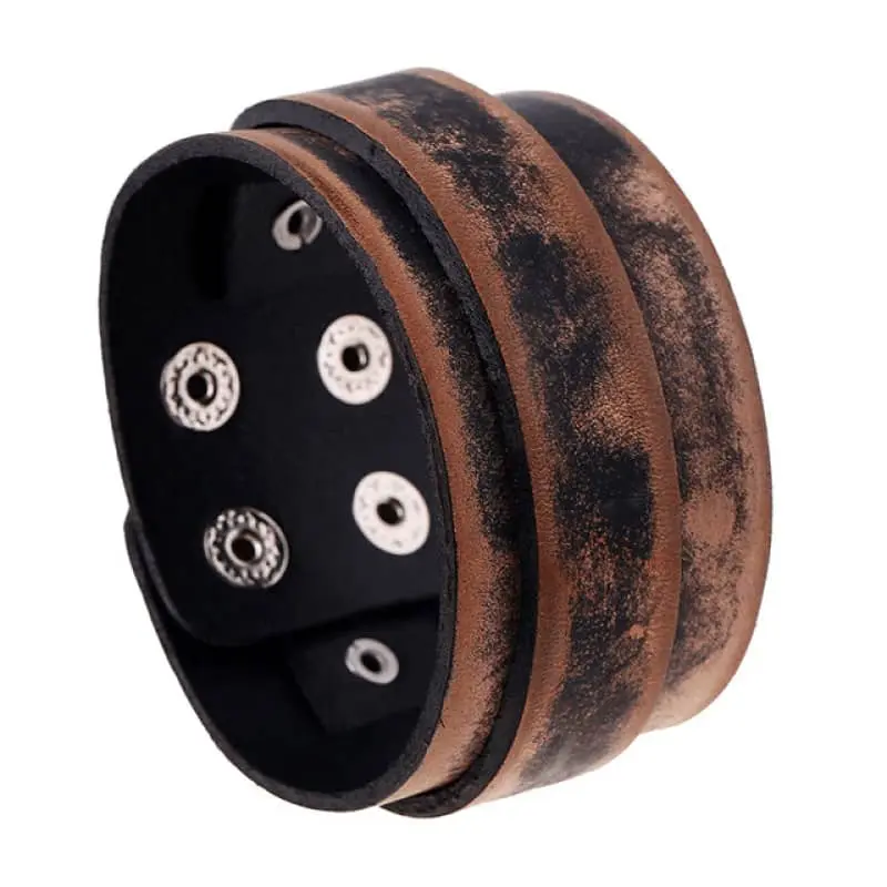 Bracelet biker en cuir usé