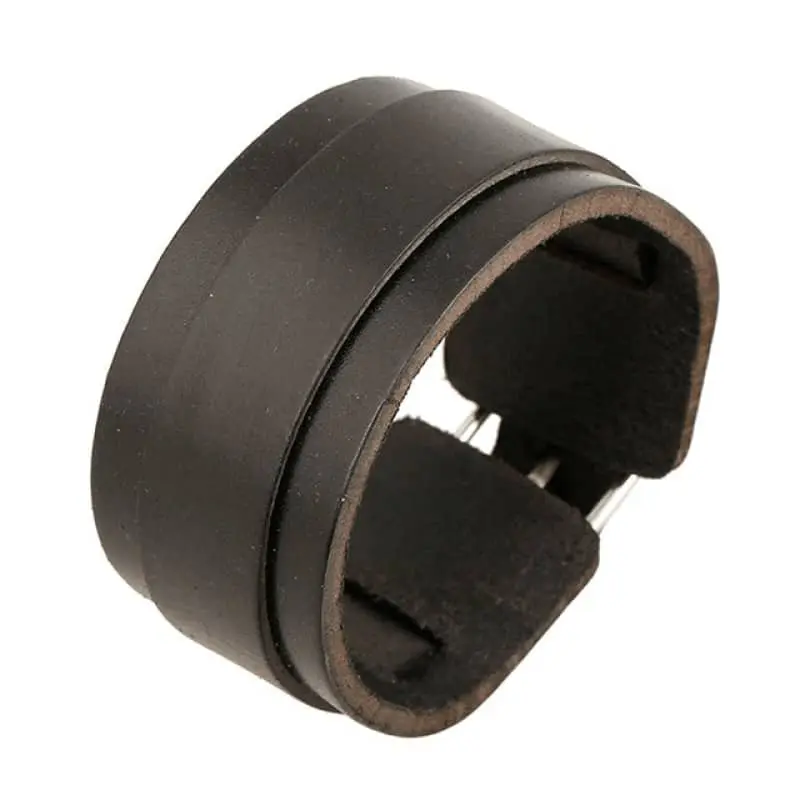 Bracelet biker large pour femme en cuir noir