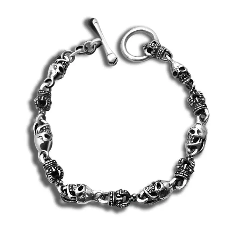 Bracelet biker tête de mort (Argent)