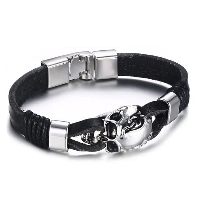 Bracelet biker - Tête de mort gothique