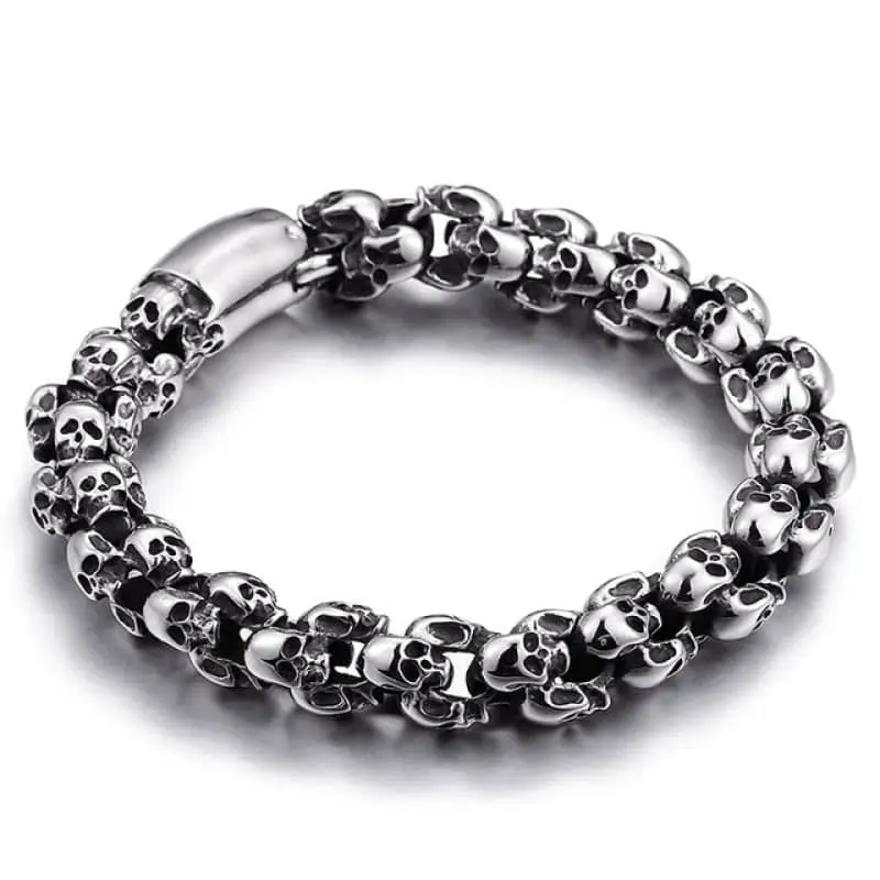 Bracelet biker tête de mort