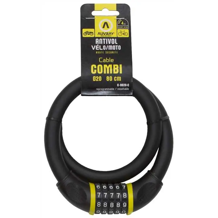 CABLE COMBI A CHIFFRE D. 20 EN 80 CM