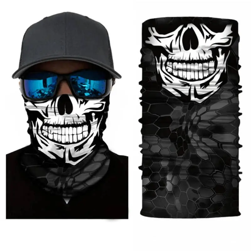 Cache cou moto - Squelette noir et blanc
