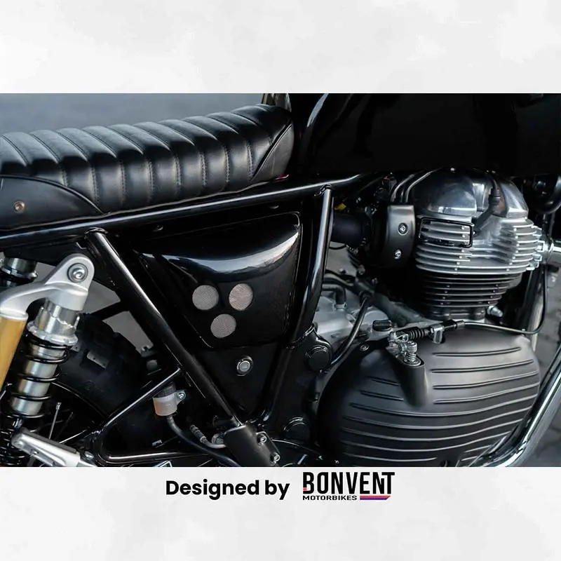 Caches latéraux vintage Scrambler pour Interceptor et Continental GT | Bonvent Motorbikes