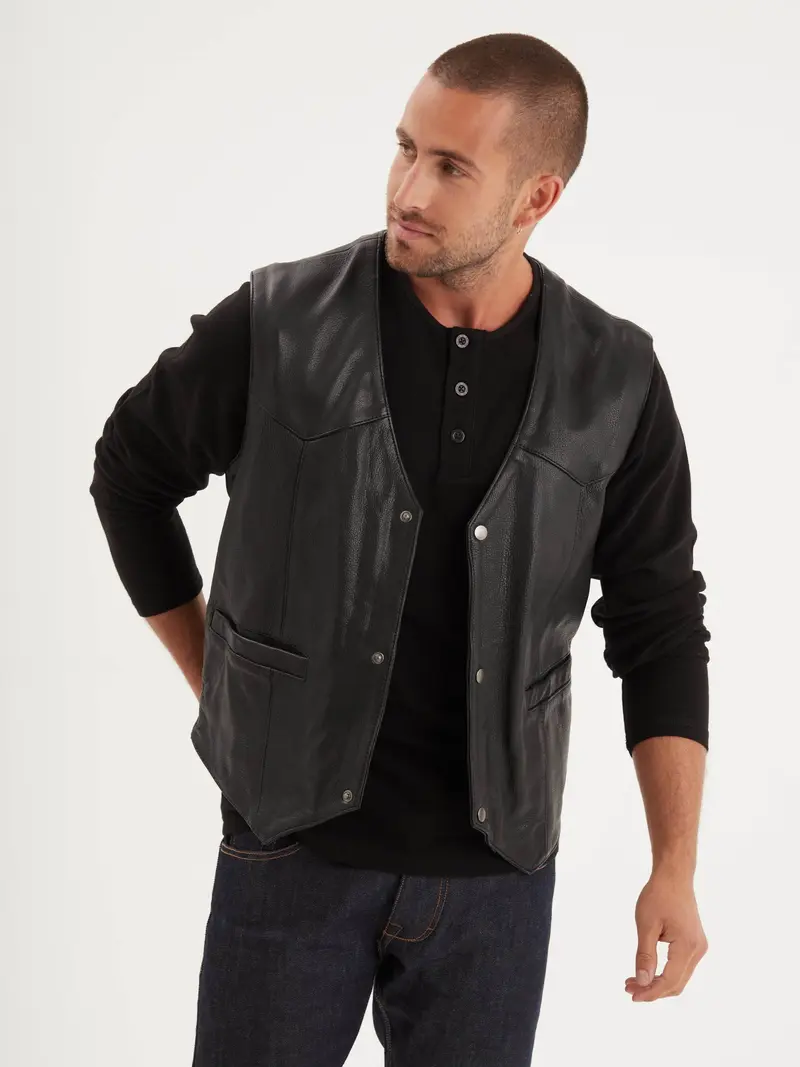 Cafe vest - Gilet cuir homme