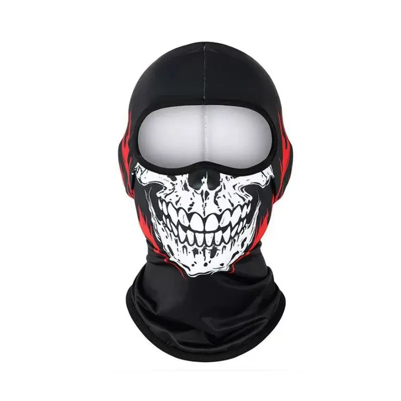 Cagoule moto - Tête de mort blanche rouge