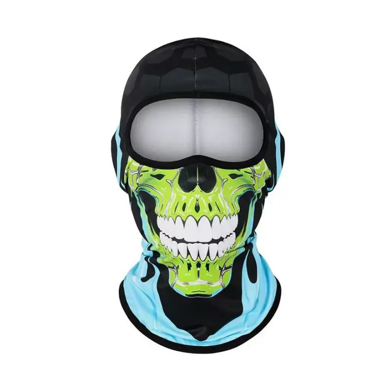 Cagoule moto - Tête de mort verte