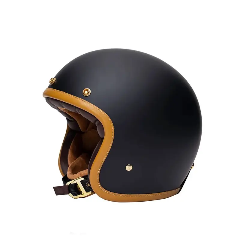 Casque bol vintage - Noir et cuir