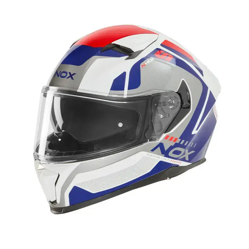 Casque intégral - N402 Mentor blanc bleu rouge brillant