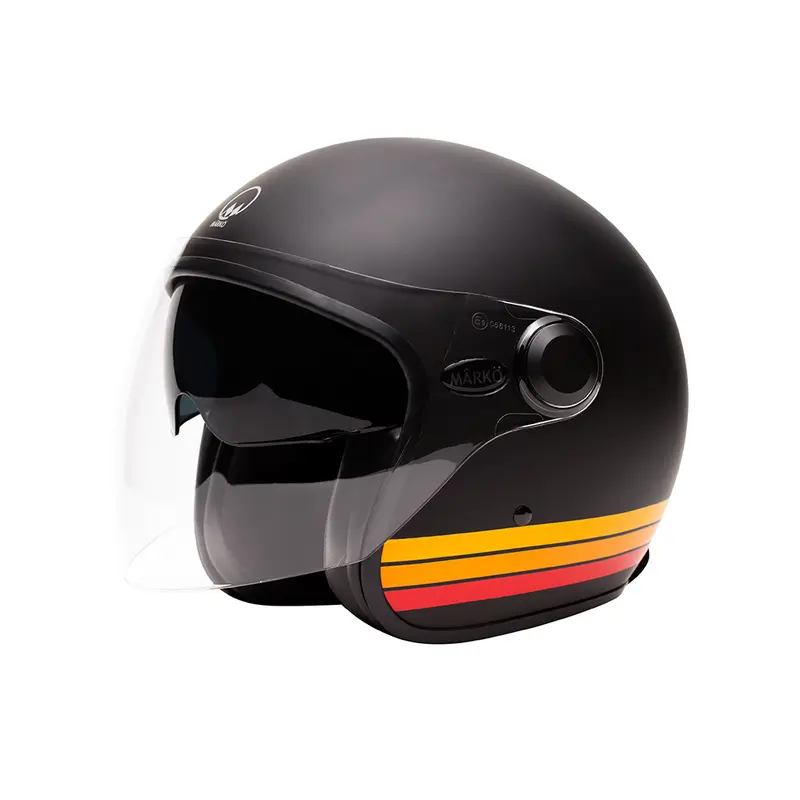 Casque jet moto - Boreal noir bandes orange