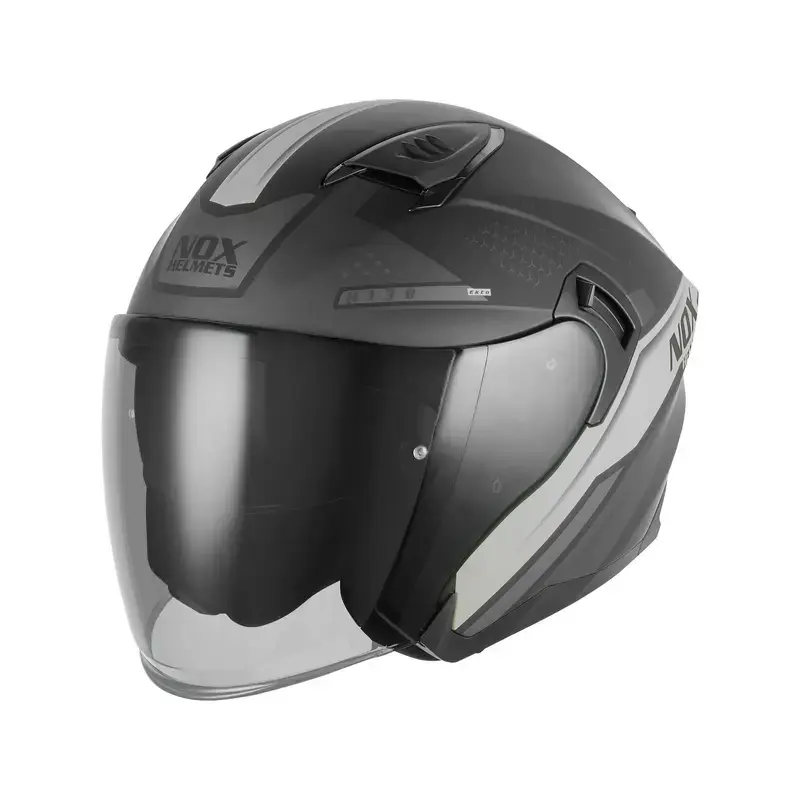 Casque jet - N130 Ekto noir mat argent