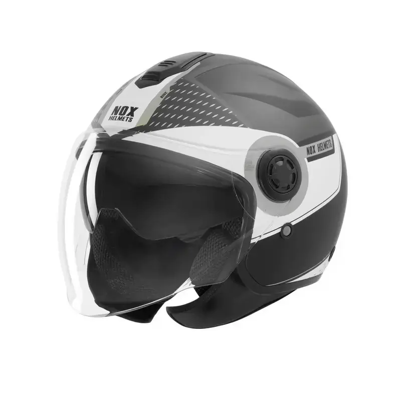 Casque jet - N182 Round noir mat argent