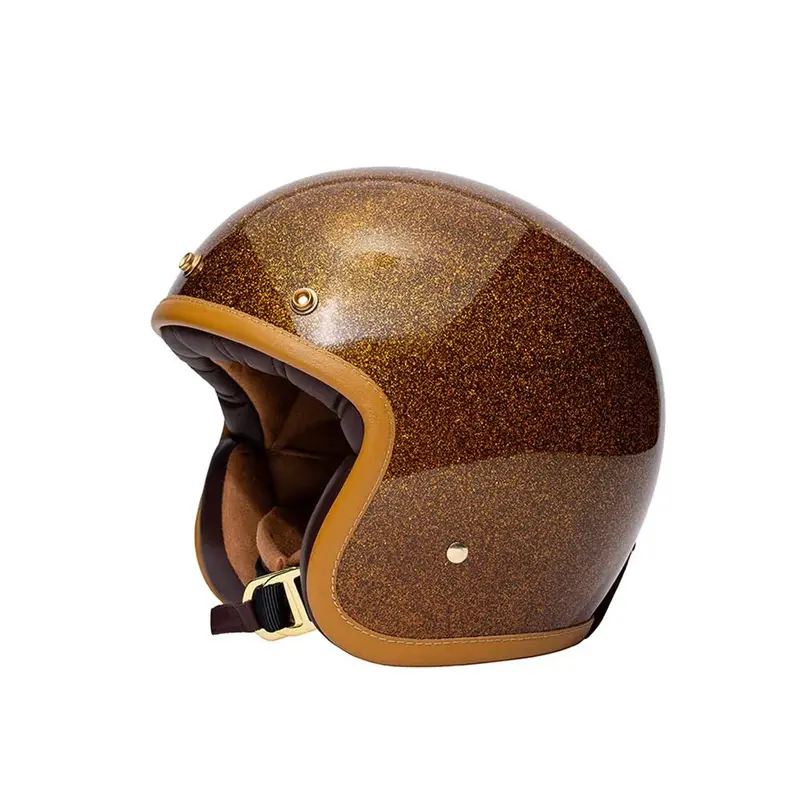 Casque Jet Vintage en Fibre | Marko CLASSIC Marron pailleté