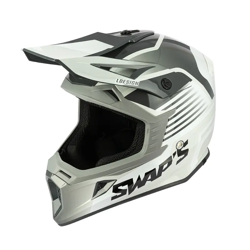 Casque Moto Cross - Blur S818 Gris et Blanc
