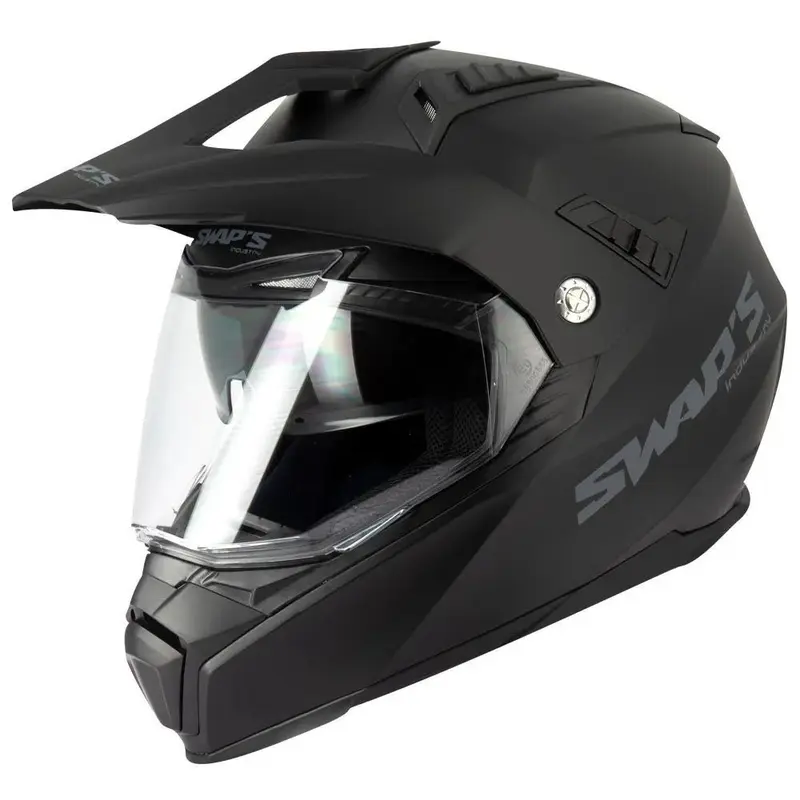 Casque moto cross/enduro + visiere -  Noir Mat