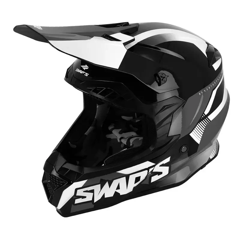 Casque moto cross Noir et Blanc -  FASTER