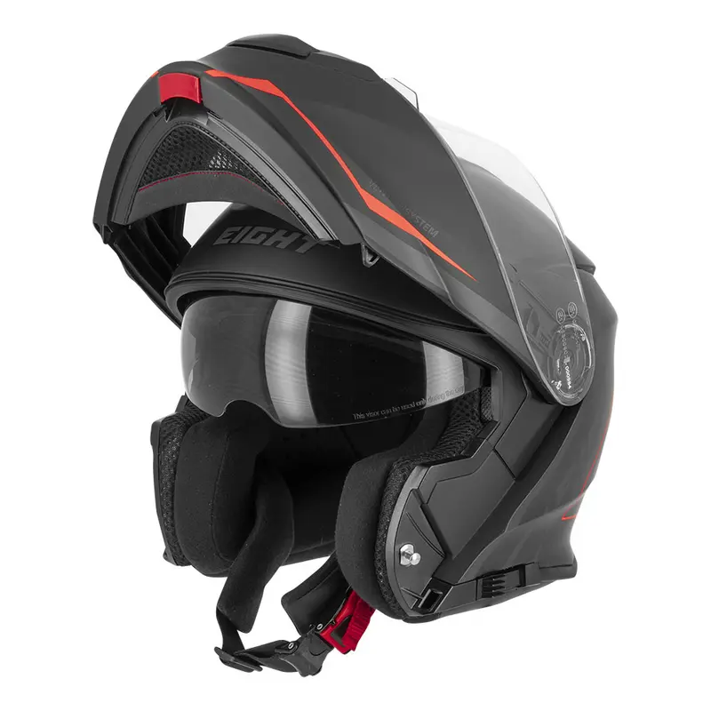 Casque moto modulable + Pinlock - S550 Noir et Rouge