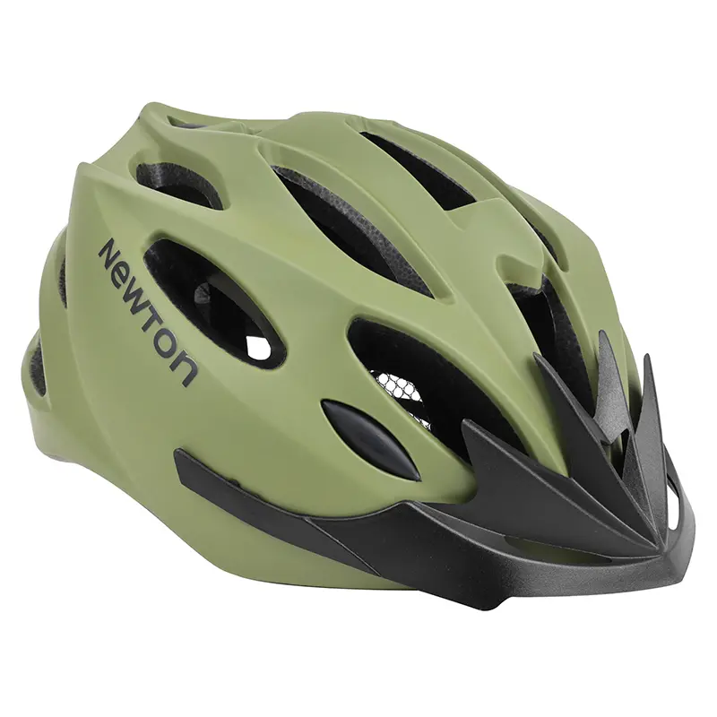 Casque Vélo Adulte Newton Route-VTT Sport Vert Militaire In-Mold Fermeture Boucle Fidlock Taille 55-58 Avec Visiere Et Lock (Vendu En Boite)
