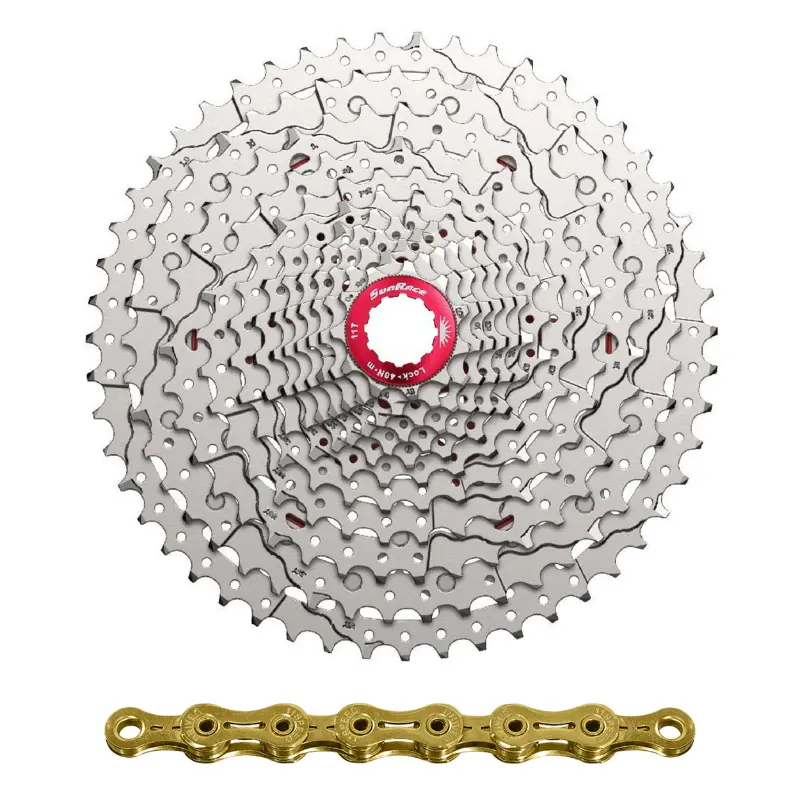 Cassette Et Chaîne (Pack) 12V. Sunrace Mz800 11-51 VTT Compatible Shimano Metallic Argent Avec Chaîne Cn12Z 126 Maillons (Livre En Boite) (11-13-15-17-19-21-24-28-33-39-45-51)